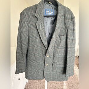 Savane Men's Checkered Wool Blazer in Gray and Blue